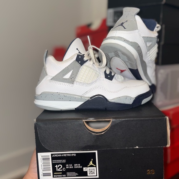 Jordan Other - Jordan Kids White Gray Navy Blue Sneakers